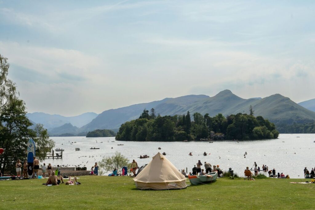 People enjoying various activities at Lake Windermere - Lake District