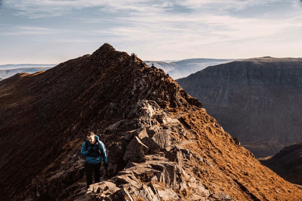 Walkers on Striding Edge, Hellvelyn - Lake District