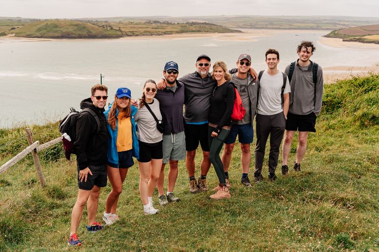 Group of walkers on a Cornish clifftop